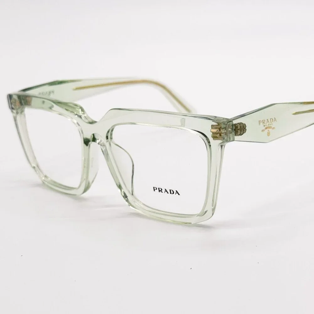 NEW PRADA EYEGLASSES PRA19VF 14R1O1, PR A19VF 14R1O1 TRANSPARENT MINT WOMEN